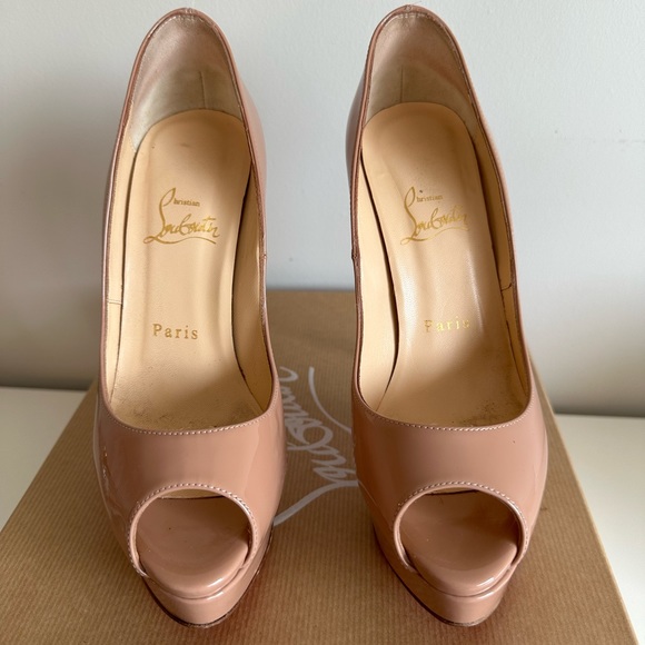 Christian Louboutin Womens Nude Lady Peep 150 Patent Calf. - Picture 5 of 9